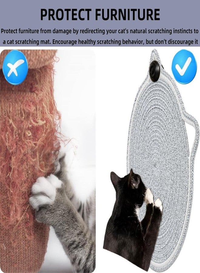 Wrixty Cotton Thread cat Mat, Hand Woven Cartoon Cat Scratch Pad with Catnip Ball Comfortable Cotton Thread Mat Cat Claw Sharpening Pad for Cats Kittens - Image 4